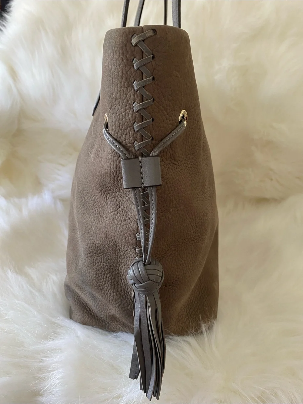 Kate Spade New York Pratt Street Brandice Suede Tote Bag in Taupe